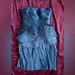 Tarik Ediz Blue Strapless Sweetheart Gown